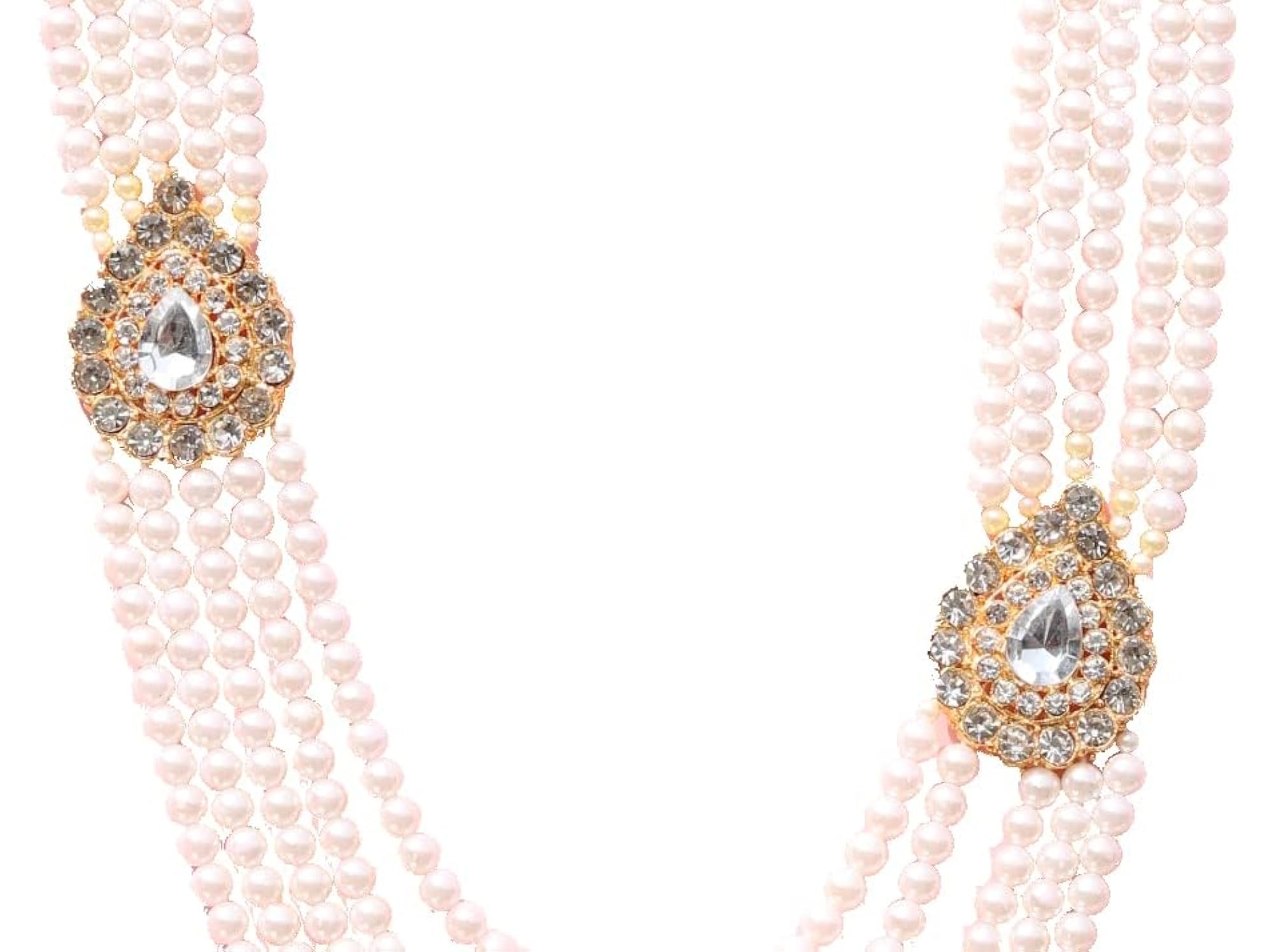 Men's Handmade Pearl Stone & AD Necklace for Weddings