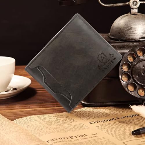 Personalized Leather Wallet for Men with Initial Name Custom Photo Bifold Engraved Wallet Customized Christmas Birthday Gifts for Dad Grandpa Husband (Style 4)3