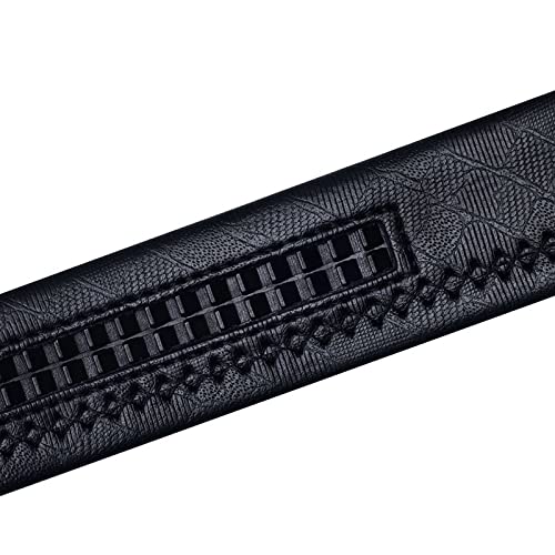 Men's Genuine Leather Black Automatic Buckles Metal Ratch for Mens (Color : B, Size : 110cm) (B 160cm)4