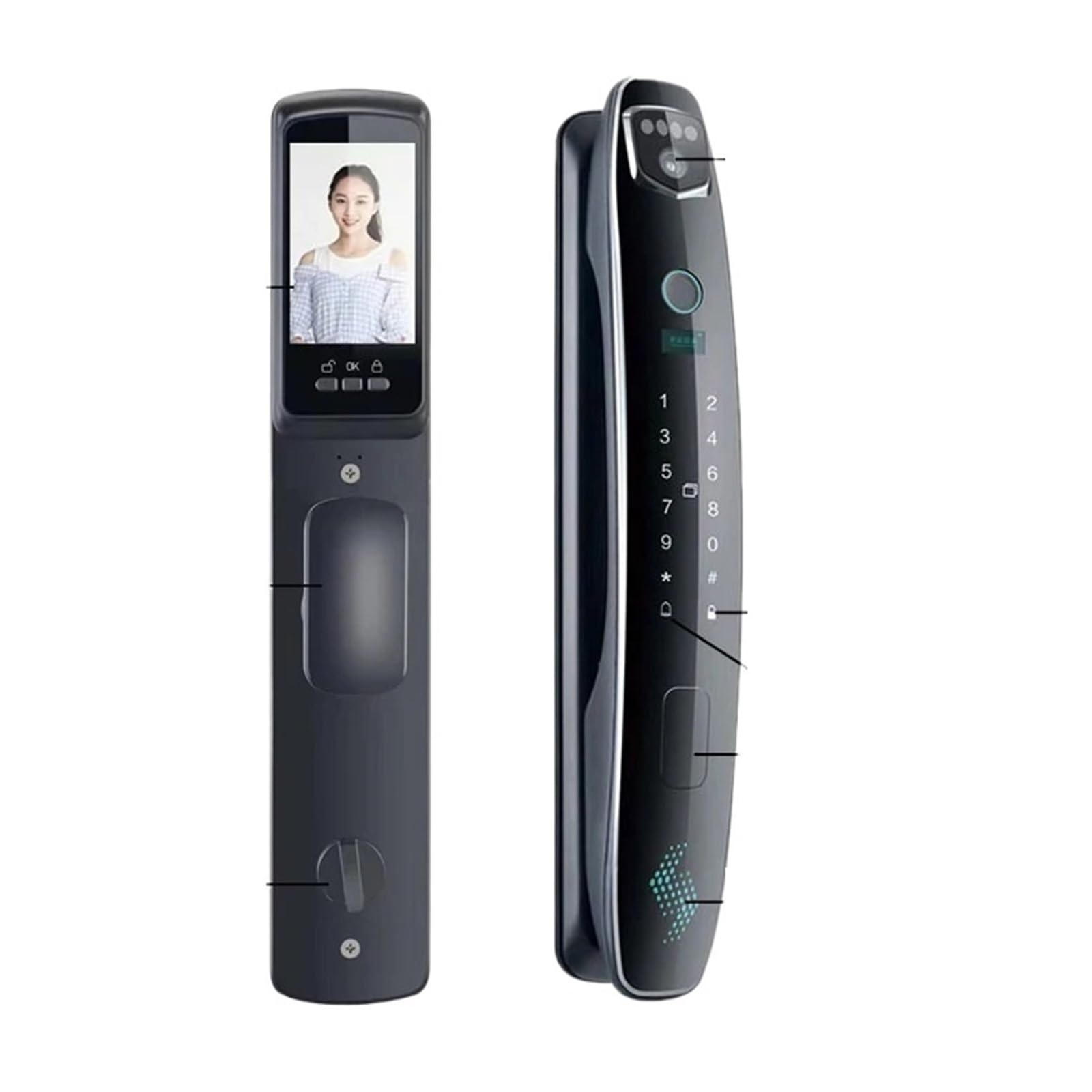 Zastosowanie do drzwi 40-80mm Inteligentny zamek Wbudowana kamera Rozpoznawanie twarzy 3D Zamek WIFI Sterowanie Blokada z użyciem linii papilarnych Biuro Handlowe(24 260Mortise)