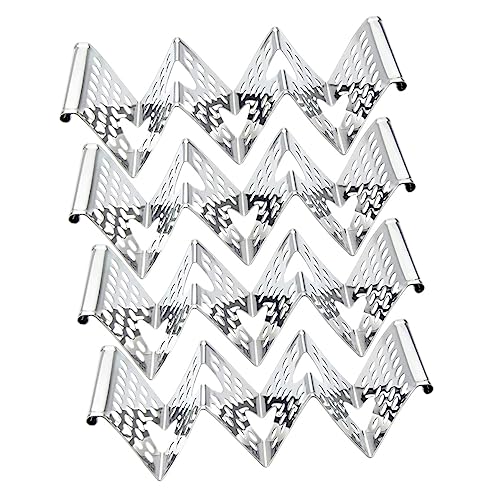 FUNOMOCYA 4pcs Crepe Stand Kitchen Burritos Stand Taco Stand Holder Mexican Corn Taco Shell Holder Frame Holder Stand Taco Holder Plate Stainless Taco Holder Para Silver 430 Stainless Steel