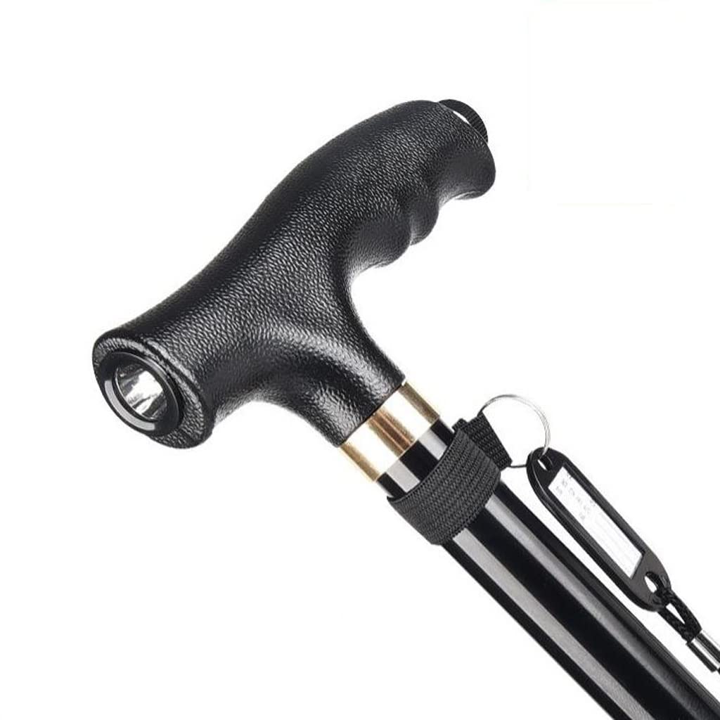GCX- Muletas for Ancianos Cubierta de Goma Antideslizante con luz for Ancianos bastón telescópico Plegable de Cuatro Patas Firma (Color : Rosso)