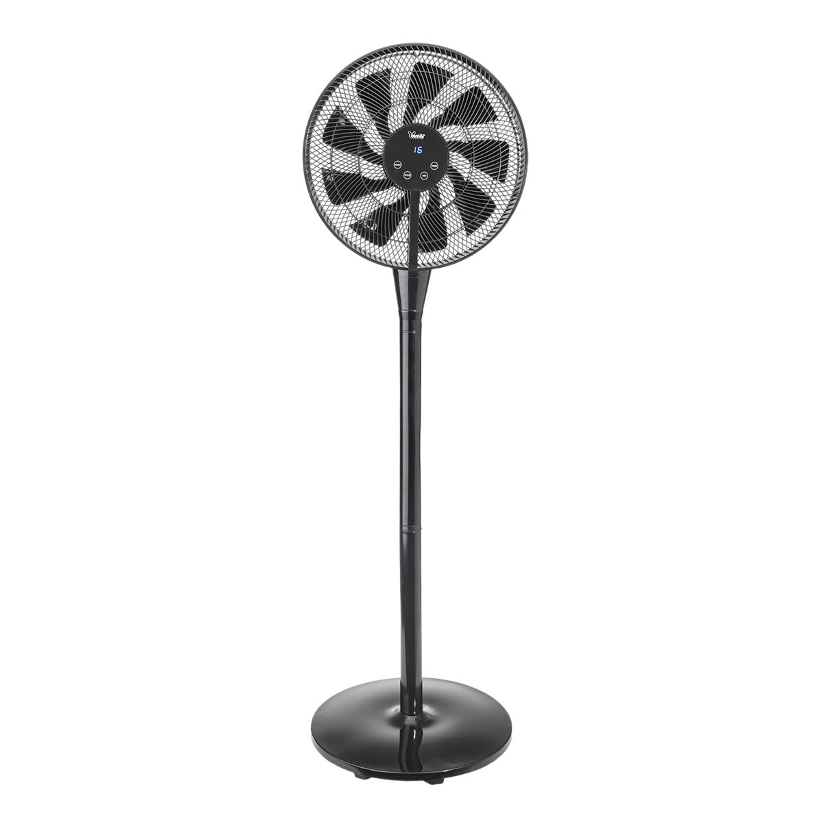 bimar VP458T Ventilatore a piantana slim.Silenzioso notte con telecomando Motore AC/DC Basso consumo,8 velocità,Timer 12h, Con display, Regolabile con due altezze,Diametro 40 cm. H1,30 9 pale. 25W