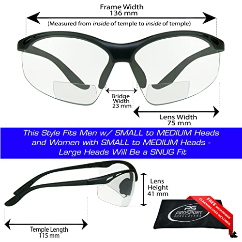 Prosport Bifocal Safety Glasses Reader Z87 +2.00 Wrap-Around Work Motorcycle Shooting Nigt Indoor Outdoor #TOP1