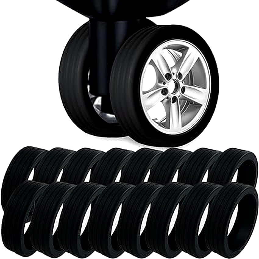TRUSTEN 16PCS Silicone Luggage Wheel Protector Cover – Shock Absorption, Anti-Slip & Noise Reducing Suitcase Wheel Protectors for Dual Wheels (2-3 Inch) – Fits Trolley, Suitcase & Office Chair – Black-picture-40
