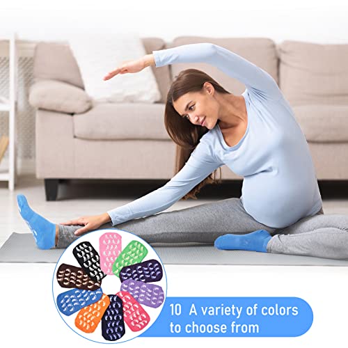 Satinior 30 Pairs Non-Slip Skid Socks Yoga Socks With Grips Soft Colorful Sport Socks For Women Men Yoga Barre, 10 Colors (Large, Multi Style) #TOP4