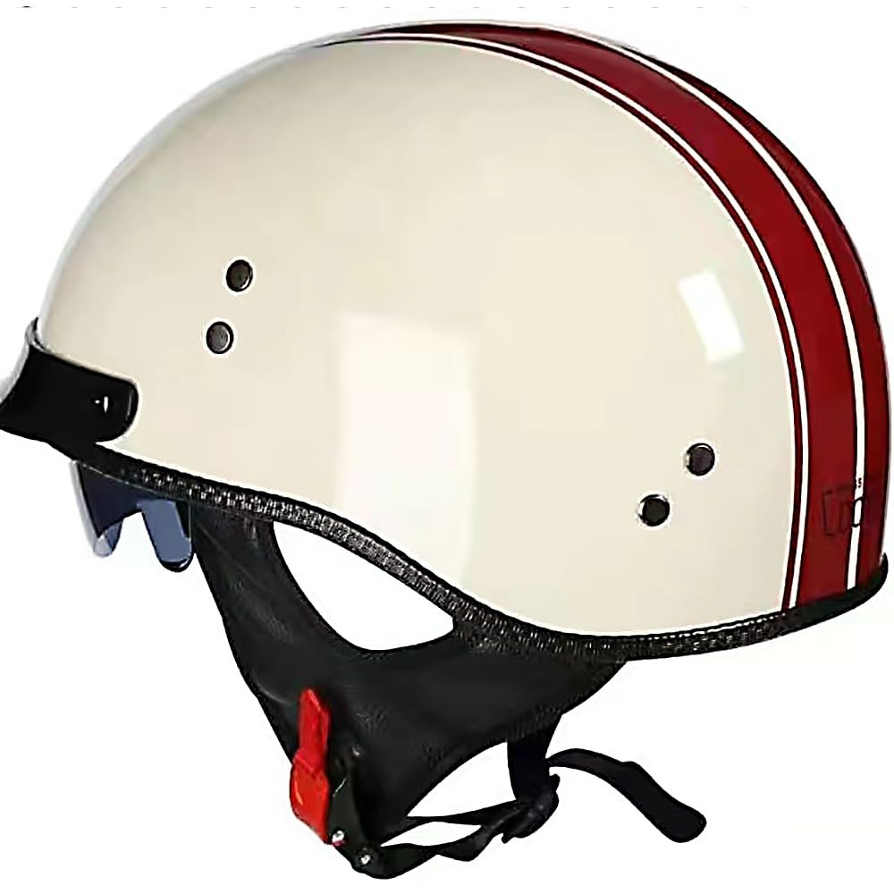 Retro Motorrad Halbhelme, Motorrad Jethelm mit Visier, Halbschalenhelm ECE Zulassungiber Motorradhelm Braincap für Herren und Damen, Halbhelm Retro Motorradhelm