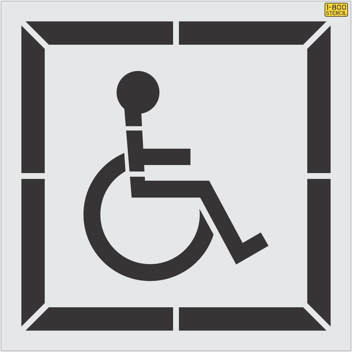 36" California DOT (CALTRAN) Handicap with Border Stencil - 1/16" (.063") Light-Duty LDPE