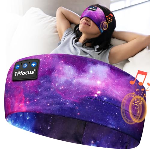 TPfocus Sleep Headphone Headband Bluetooth Soft Headphones for Sleeping, Purple - Starry Night