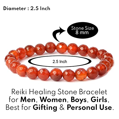 Image of Reiki Crystal Products Certified Natural Crystal Stone 8 mm Faceted /Diamond Cut Beads Bracelet for Men & Women | Reiki Charged Gemstone Bracelet | Multiple Crystal Variants Available