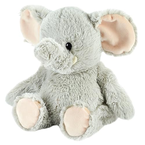 Warmies Pluszowy słoń (szary), podgrzewany w kuchence mikrofalowej, ważony miś o francuskim zapachu lawendy, gorący lub zimny worek na pszenicę dla chłodnego relaksu i ciepła ulga