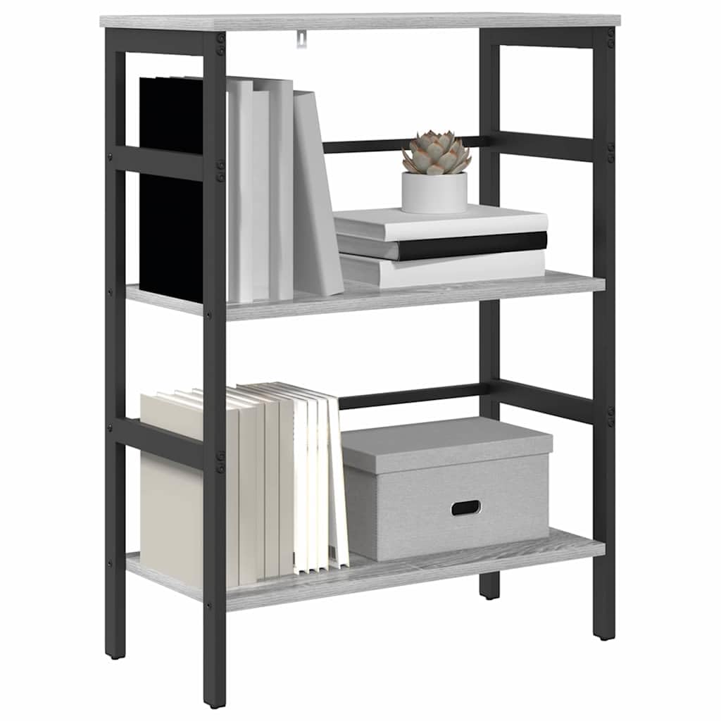 Libreria in stile industriale per soggiorno e ufficio, 60 x 29,5 x 81 cm, in legno grigio sonoma