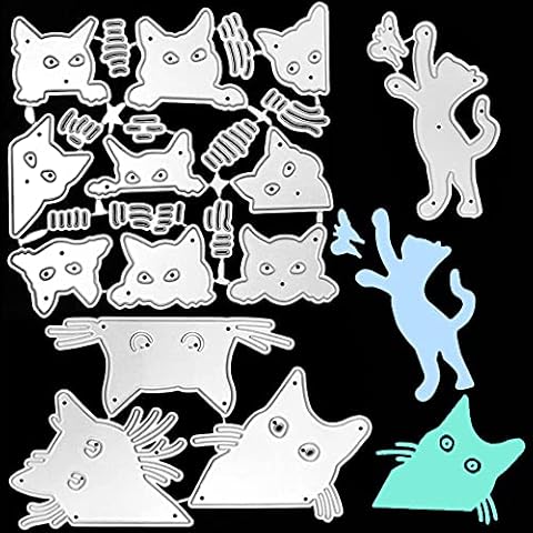 3 Sets Die Cuts for Card Making, SENHAI Cute Cat Head Shape Metal Stencil Template Scrapbooking Cutting Dies for Card Making DIY Bookmark Scrapbooking Album Paper Cover