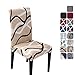 HZDHCLH Funda de silla Funda de silla lavable Suavidad para 4/6 PC Protector de silla de instalación elástico (Off-White/Line Pattern, 4 piezas)