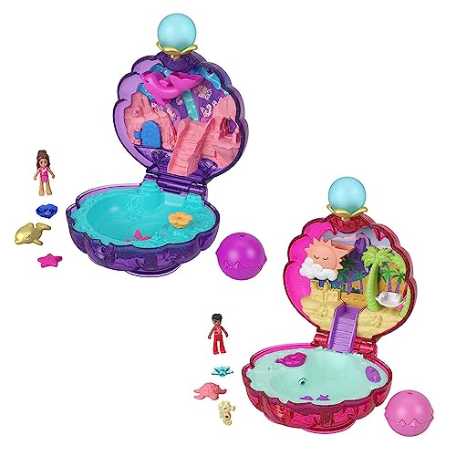 Polly Pocket, Estojo de Concha Bahía Mágica, Conjunto de Brinquedo com Microboneca, Acessórios e Recursos Aquáticos, Para Crianças a Partir de 4 Anos (Não é Possível Escolher o Modelo)
