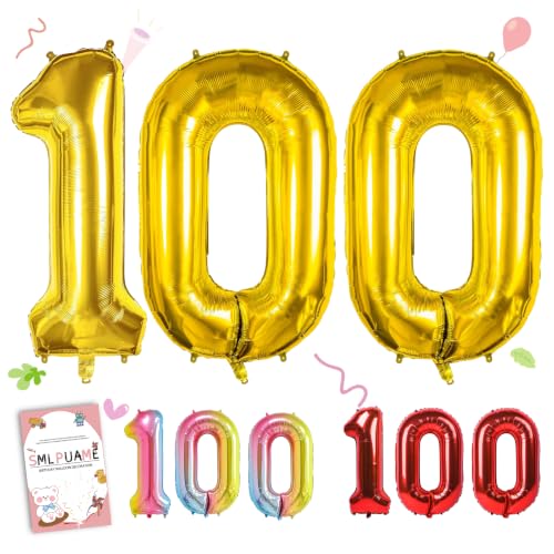 Image of 40 Inch Gold Number 100 Balloons, 100th Birthday Party Decorations