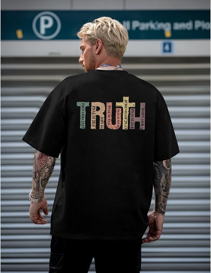 Faith Shirts for Men Truth Bible Verse T-Shirt Christian Cross Graphic Tees Religious Faithful Short Sleeve Tops - Image 3