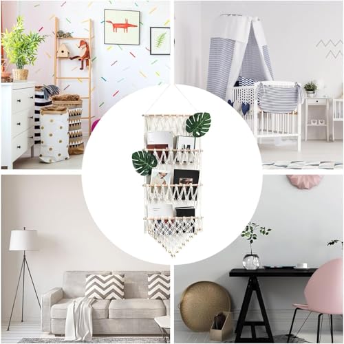 Image of Waterlily House - Organizer Mesh, Bohemian Net Organizer, Stuffed, Toy Storage Hammock, Rainbow Stuffed Animal Hammock Macrame for Toy Storage. (Offwhite - One Layer)