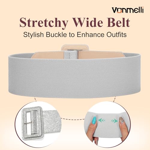 Image of VONMELLI Stretchy Wide Women Belts Elastic Vintage Belts for Women Fashion Ladies Waist Belt for Dress