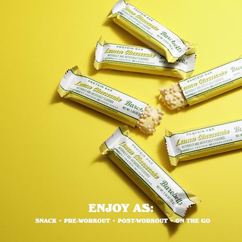 Image of Barebells Protein Bars Lemon Cheesecake - Pack of 12, 20g High Protein Treats - Chocolate Nutrition Bar with 1g Total Sugars - On-The-Go Breakfast or Post-Workout Snack