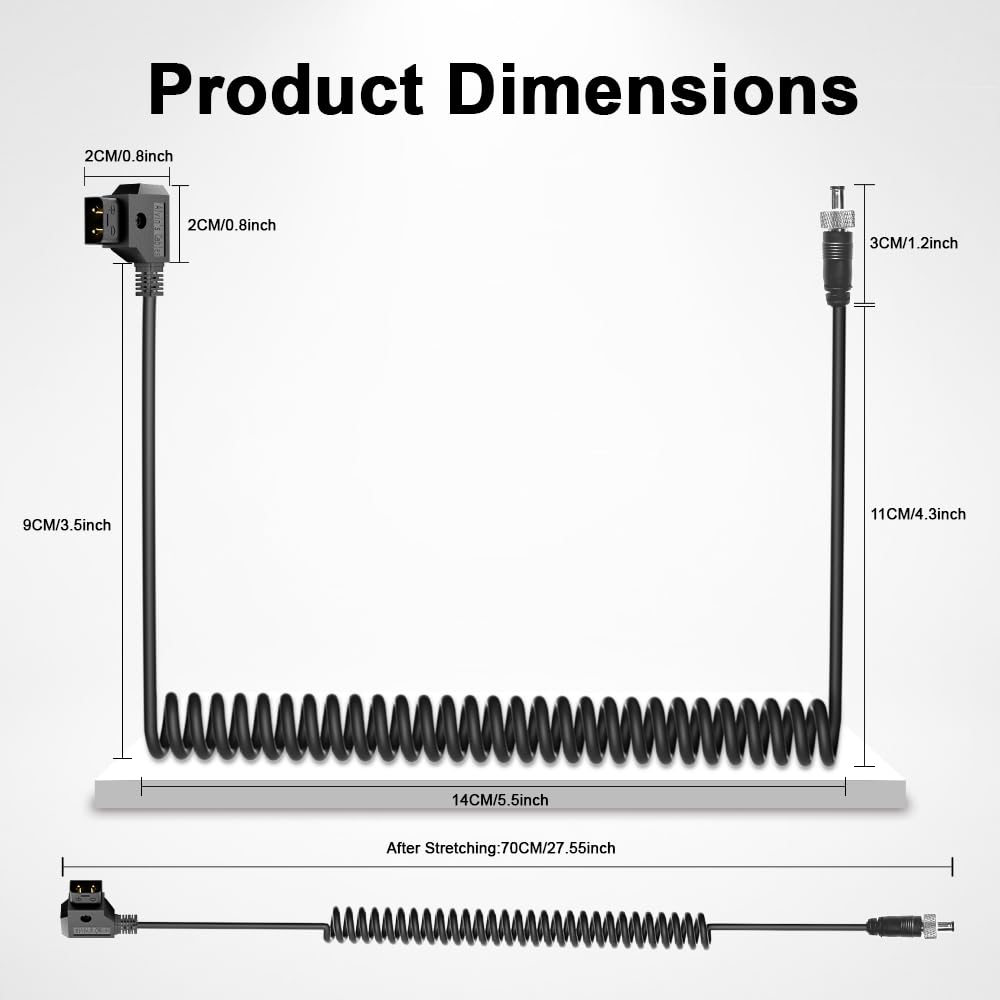 Alvin's Cables D-Tap per bloccare DC cavo di alimentazione a spirale per Atomos monitore dispositivi video PIX-E7 PIX-E5 7 Display touchscreen Hollyland Mars 400s