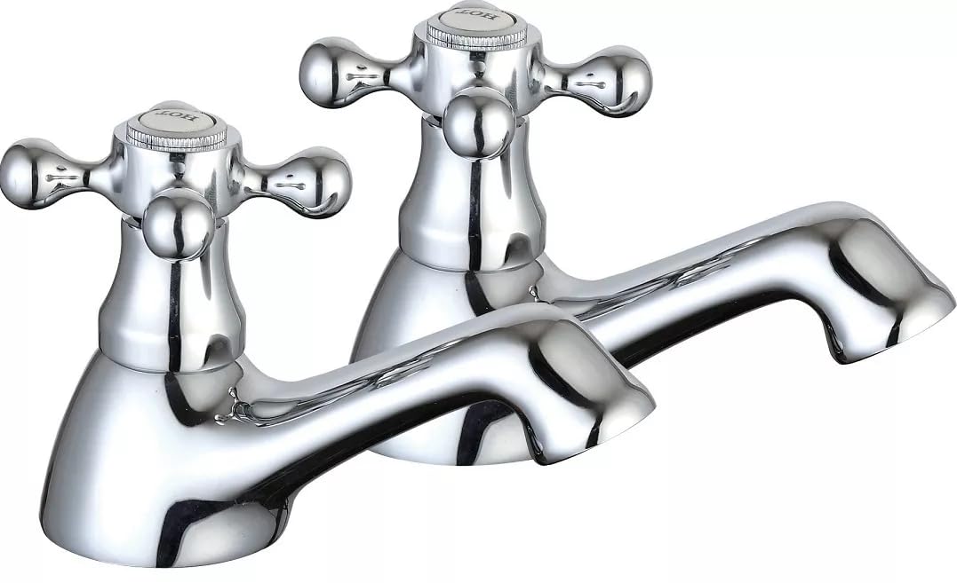 TC Traditional Classic Basin Sink Pillar Taps 2 Hot & Cold Pair Victorian Victoria