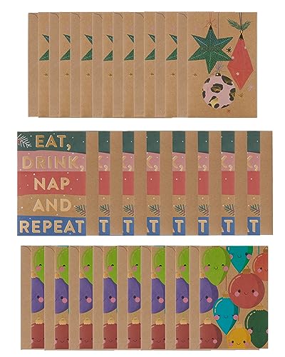 UK Greetings Multipack of 24 Christmas Cards for Him/Her/Friend - 3 Gold Detail Designs, 100mm x 150mm - Image 2