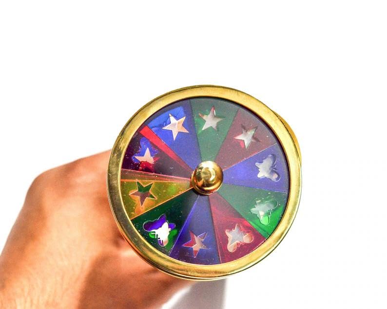 VARTH Hassanhandicrafts Handmade 8 Inches Wooden Tube and Brass Ring Working Brass Kaleidoscope Best Gift for Children