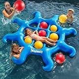 Pool Toys Game Set - Giant Inflatable Tic Tac Toe Pool Games for Adults Kids，Fun Pool Toys Pool Cornhole for 4-12, Family Pool Party Games with 10 Balls for Swimming Pool, Beach, Yards Outdoor