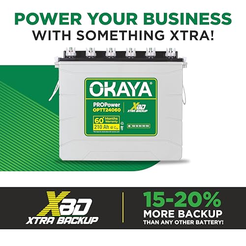 Image of Okaya Inverter with Two Battery Combo for Home,Office & Shops|ATSW 3050 24V Pure Sine Wave Inverter 2500VA with 36 Months Warranty & OPTT24060 210Ah Battery with 60 Months Warranty