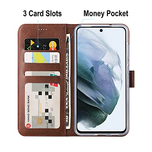 Cresee Case for Samsung Galaxy S21 FE 5G, PU Leather Wallet Flip Cover [3 Card Slots 1 Money Pocket] [Magnetic Closure] [Stand Kickstand] Folio Phone Case for Galaxy S21 FE - Brown - Image 4