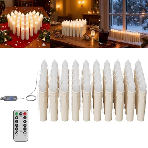 Froadp LED Kerzen 50 Stück Christbaumkerzen Lichterkette Kabellos mit...