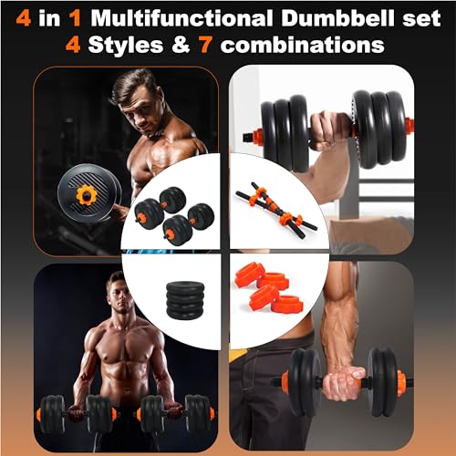 Image of WATSON Premium Rubber Dumbbell Set for Men & Women Fitness, Dumbbell Set with 8Kg (1Kgx8) Rubber Weight Plates, Hard PVC 14 inch Dumbbell Rods, Foam Gripper & Gym Gloves