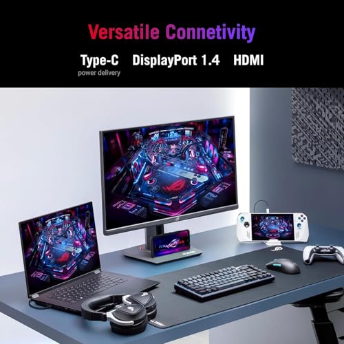 Image of ASUS ROG Strix 27 inch 4K HDR Gaming Monitor - UHD (3840 x 2160), 160Hz, 1ms, Fast IPS, 130% sRGB, ELMB, G-Sync Compatible, AI Gaming, DisplayPort & HDMI & USB-C, Height /Tilt /Pivot /Swivel, VESA, Black