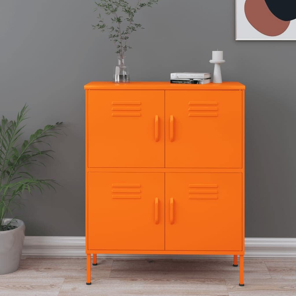 Standing Storage Cabinet,Locker with Shelves and Doors,Locker Cabine for Garage Office Tool Utility Room,Storage Cabinet Orange 31.5"x13.8"x40" Steel (Orange)
