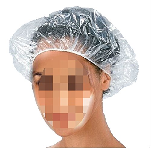 120 Pcs Plastic Disposable Waterproof Shower Caps Bath Hair Cap for Home Hotel and Hair Salon