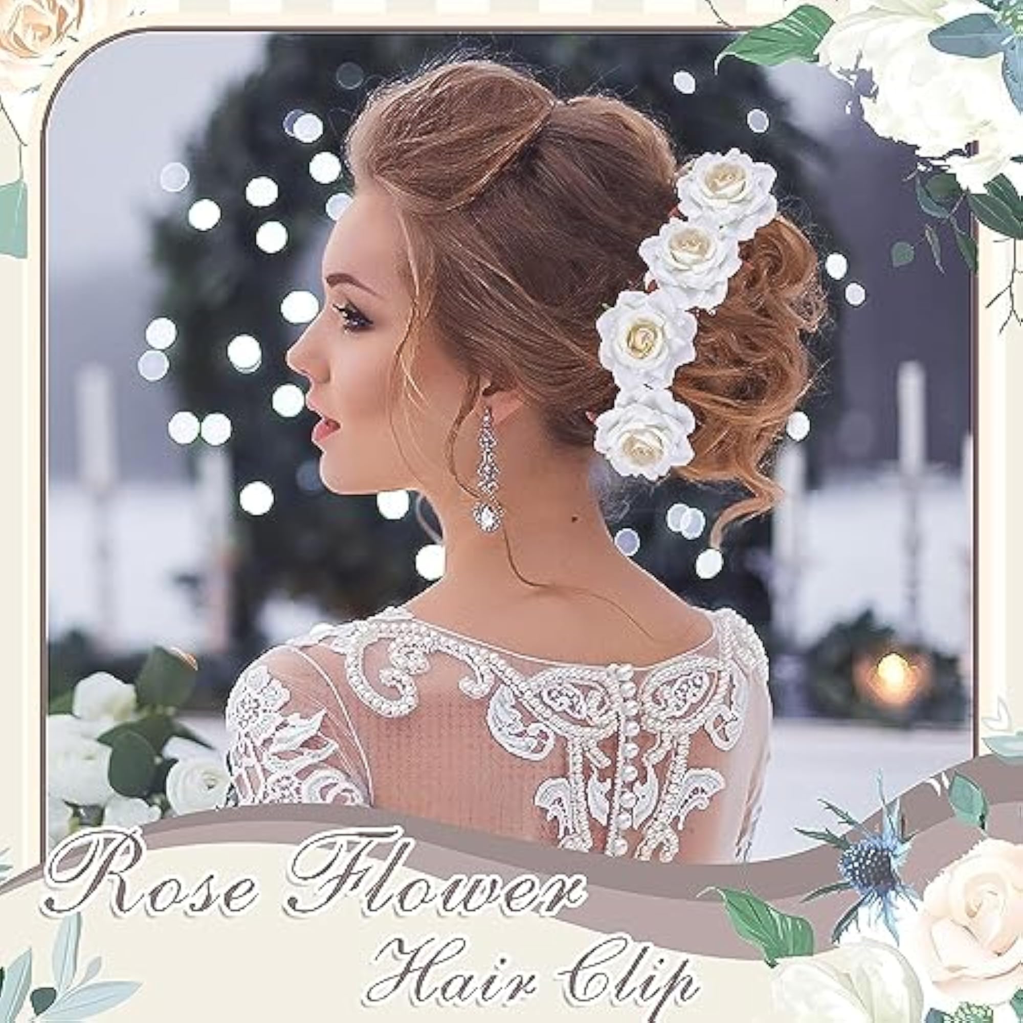 6 Piece Artificial Rose U Shape Hair Pins for Weddings