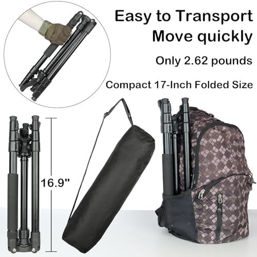 Image of Adjustable Shooting Tripod for Rifles Shooting Stick Level-Lock 3-in-1 Tripod Monopod Bipod, 22.8″-61″ Height, Lightweight Aluminum Alloy with Carrying Bag, Stable Rifle Rest for Hunting & Outdoor