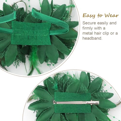 Image of DRESHOW Womens Fascinators Hats Tea Party Hats for Women Pearl Lace Feather Hat Vintage Derby Hats for Wedding Cocktail