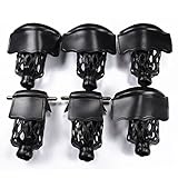 T&R sports PU Leather Pool Table Pockets Set Drop Bag Nets Heavy Duty Billiard Table Web, Pack of 6, Black