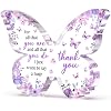 Thank You Gifts for Women, Appreciation Gifts for Employee Teacher Coworker Nurse Friend, 5x3.8x0.5 Inch Butterfly Acrylic Plaque Decor, Graduation Wedding Thank You Grateful Gift Bulk - Purple