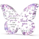 Glydein Thank You Gifts for Women, Appreciation Gifts for Employee Teacher Coworker Nurse Friend, 5x3.8x0.5 Inch Butterfly Acrylic Plaque Decor, Graduation Wedding Thank You Grateful Gift Bulk - Purple