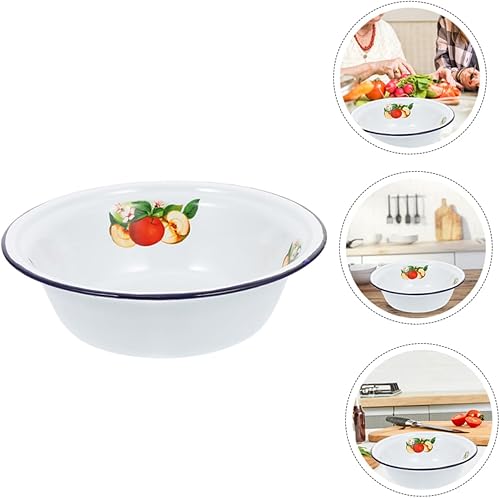 Miniatura 5 de Cuenco de sopa esmaltado vintage Cuenco esmaltado retro cuenco esmaltado con patrón de manzana, cuenco de ensalada para servir ensalada, cuenca de