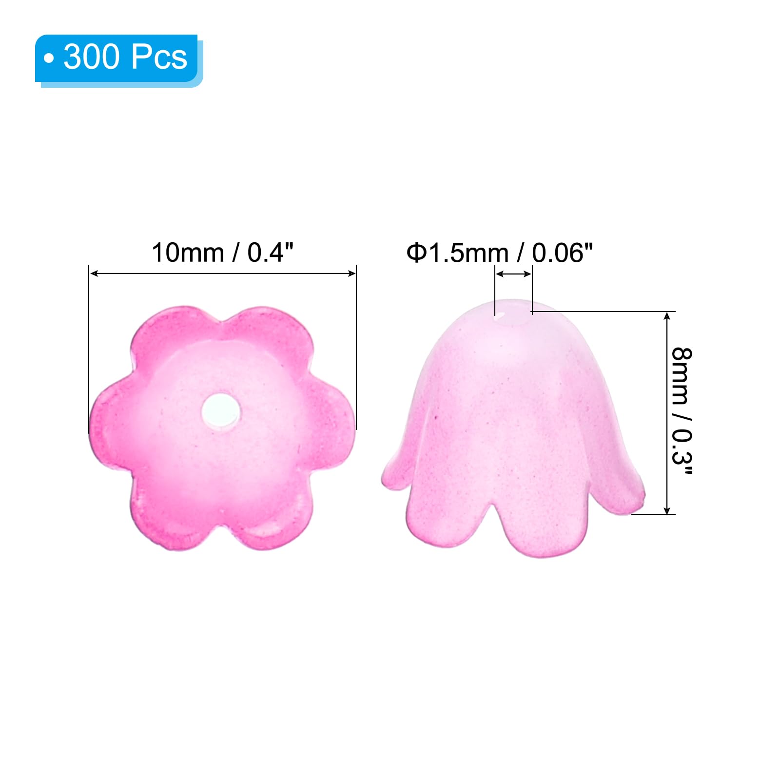 PATIKIL 0.3x0.4 Frosted Flower Beads, 300Pcs Acrylic Flower Bead Caps for Bracelets Earrings, Necklaces - Image 2