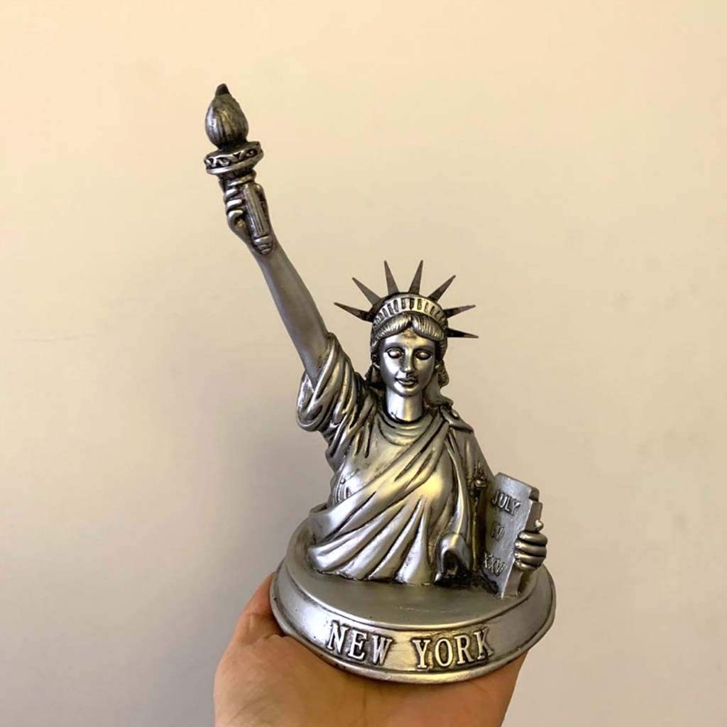Freiheitsstatue, Harz, versilberte Figur, Kunsthandwerk, Büro, Wohnzimmer, Aquarium, Desktop-Ornamente, Neuheit, Geschenk
