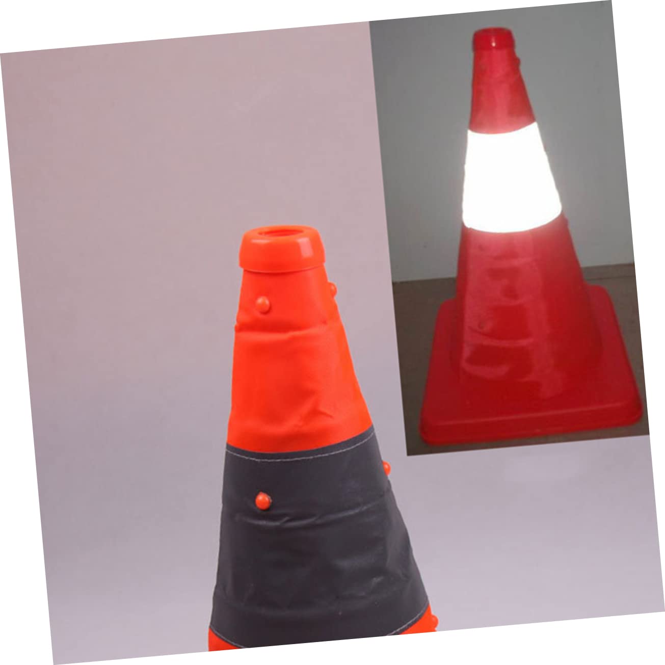 Cône de Chantier Pliable Réfléchissant avec Lampe LED, Orange