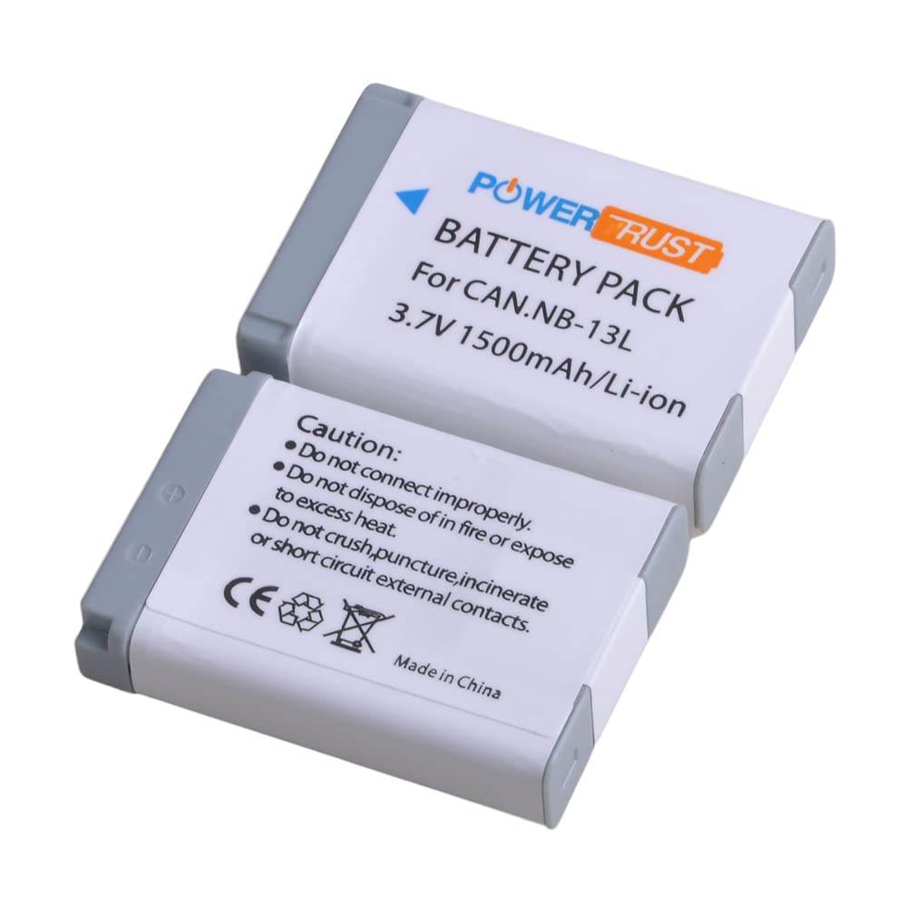 Lot de 2 batteries et chargeur NB-13L pour Canon PowerShot G7X, G7 X Mark II, G7 X Mark III, G5X, G5 X Mark II, G9X, G9 X Mark II, G1 X Mark III, SX740 HS, SX720 HS, SX620 HS, SX620 HS,