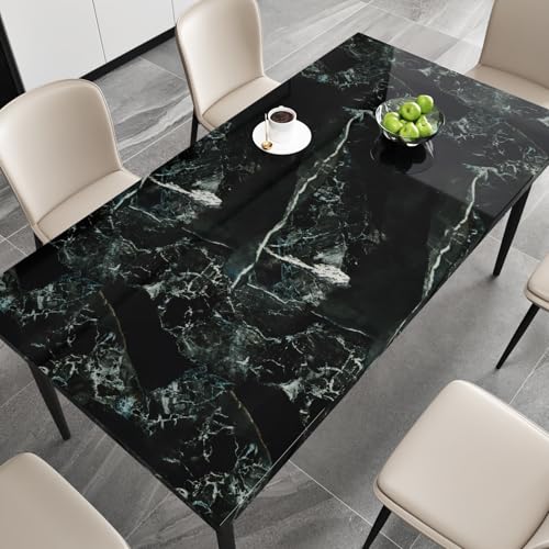 HotDecor Glänzende Marmor Folie Abwaschbare Tapete Schwarz Grün Klebefolie Möbel Küchentapeten Arbeitsplatte Folie Möbelfolie Selbstklebend Schwarze Klebefolie Marmoroptik Für Tisch 40cm x 200cm