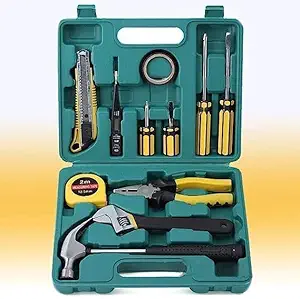 Kwinto 12 in 1 Home Tool Kit Set, Electrical Repair Tool Storage Kit Set for Emergency Uses, Screwdriver, Hammer, Measuring Tape, Wrenches, Cutter and Pliers All Kit Set & Accessories
