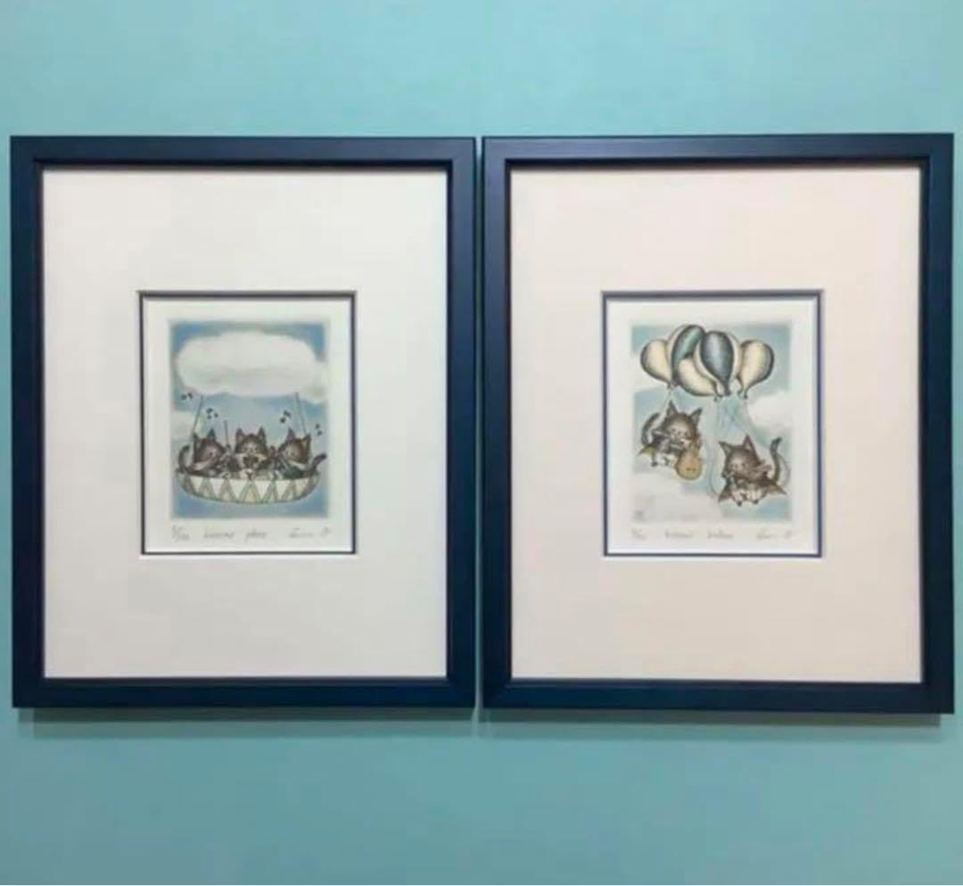 絵画 額縁 版画 長田 恵美 2点セット 美術品 インテリア 雑貨